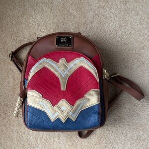 Loungefly Brown, Red, and Blue Backpack